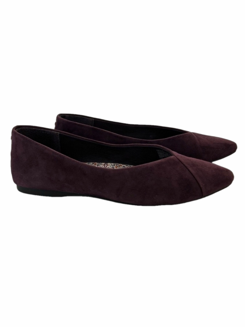Birdies Goldfinch Mulberry Size 7.5 Ballet Flats Pointed Toe Suede EUC